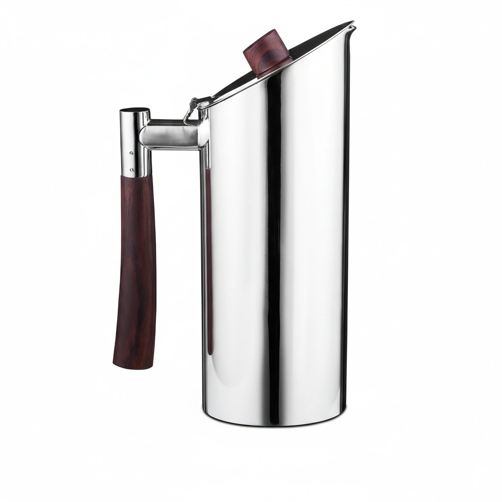 Plain Cylindrical Jug With Wooden Handle
